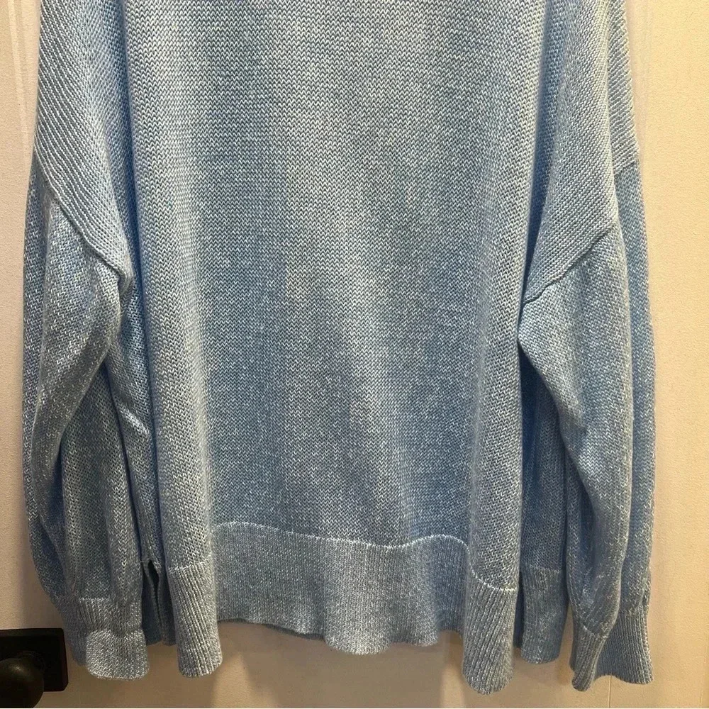 J. Crew Marled Blue Long Sleeved Drop Shoulder Linen Blend‎ Sweater. Size 2X.